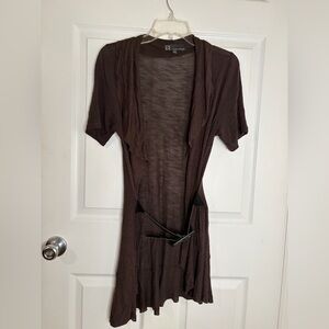 Chelsea & Theodore Chocolate Short Sleeve Cardigan